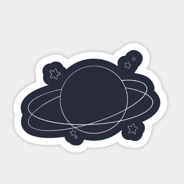 Monochrome planet Sticker by SunniesDraws